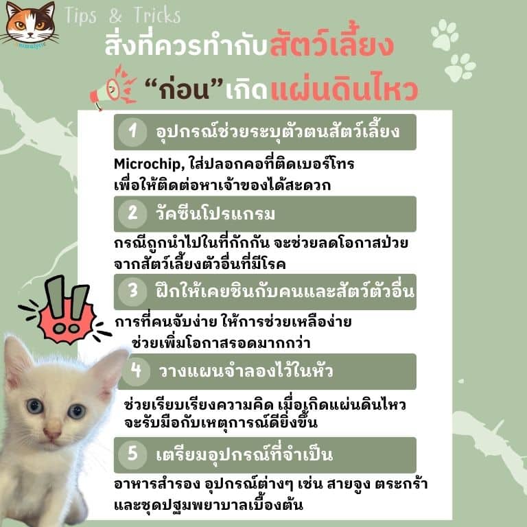 Infographic เป็น Tips ว่าอะไรที่เราควรทำกับสัตว์เลี้ยงก่อนเกิดแผ่นดินไหว